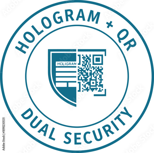 Hologram and QR Code Dual Security Badge Icon for Authentication and Anti-Counterfeit Solutions