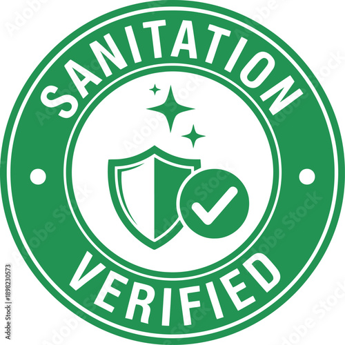 Sanitation Verified Badge Icon – Cleanliness Certification Seal for Hygiene and Safety Standards
