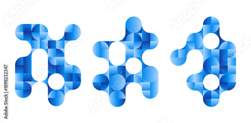 Wallpaper Mural Set of circle mosaic patterns. Abstract bauhaus geometric shapes with metaball fusion. Design for flyer, poster or cover.  Torontodigital.ca