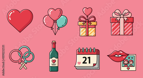 Sweet Valentine's Day Icon Set