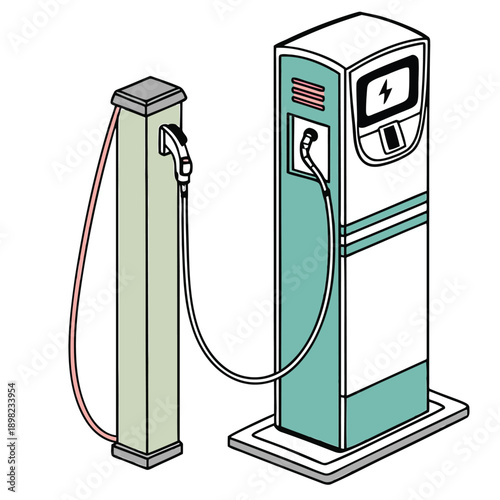 A pair of fuel pumps at a modern gas station for refueling vehicles