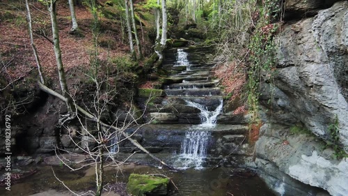 Beautiful small waterfall in the forest