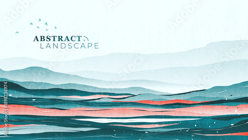 Abstract landscape in Asian style.