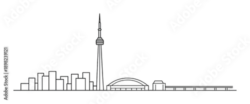 Torontonian skyline silhouette featuring iconic landmarks and cn tower