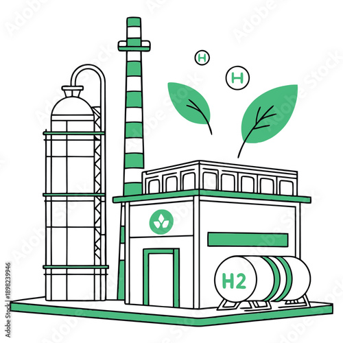 Modern industrial facility integrating green and sustainable practices