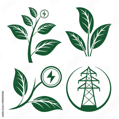 Sustainable energy and eco-friendly growth symbols in clean design