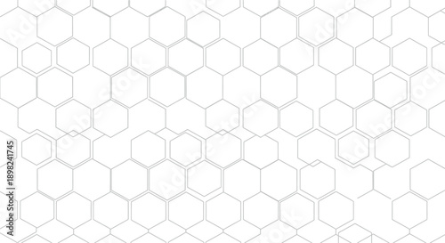Abstract continuous line drawing pattern showcasing a complex array of interconnected hexagonal shapes creating a modern geometric texture background design