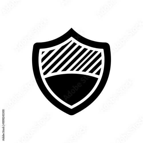 Minimal cyber security shield icon, flat vector style, modern tech look.