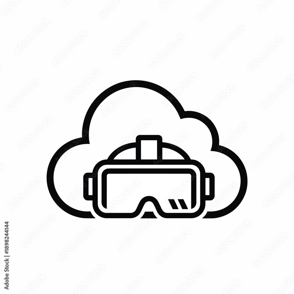 Obraz premium Virtual Reality Headset in Cloud