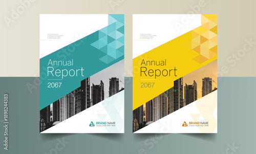 Modern business annual report cover design profile cover template