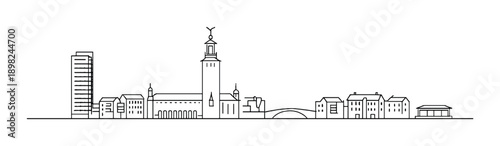 Minimalist skyline silhouette of historical european city