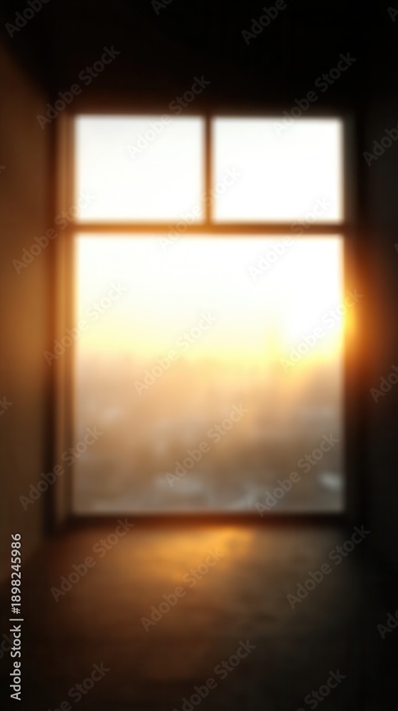 Fototapeta premium Sunlight pouring through a window, creating an abstract background and highlighting an empty floor