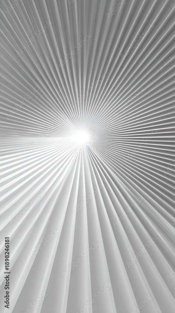 Fototapeta premium Grey and white radiating lines creating a futuristic optical illusion perspective