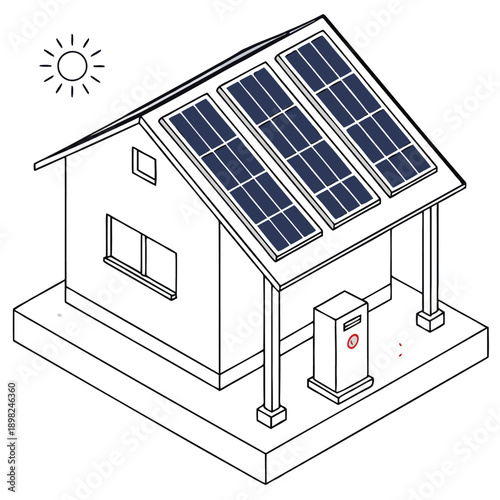 A house with solar panels installed on the roof to harness renewable energy.