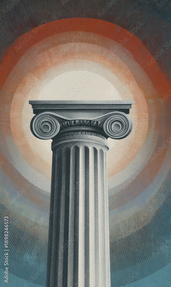 Naklejka premium Ionic column holding up knowledge and enlightenment concept