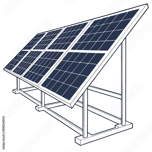 Solar panels installed on a metal framework for renewable energy generation