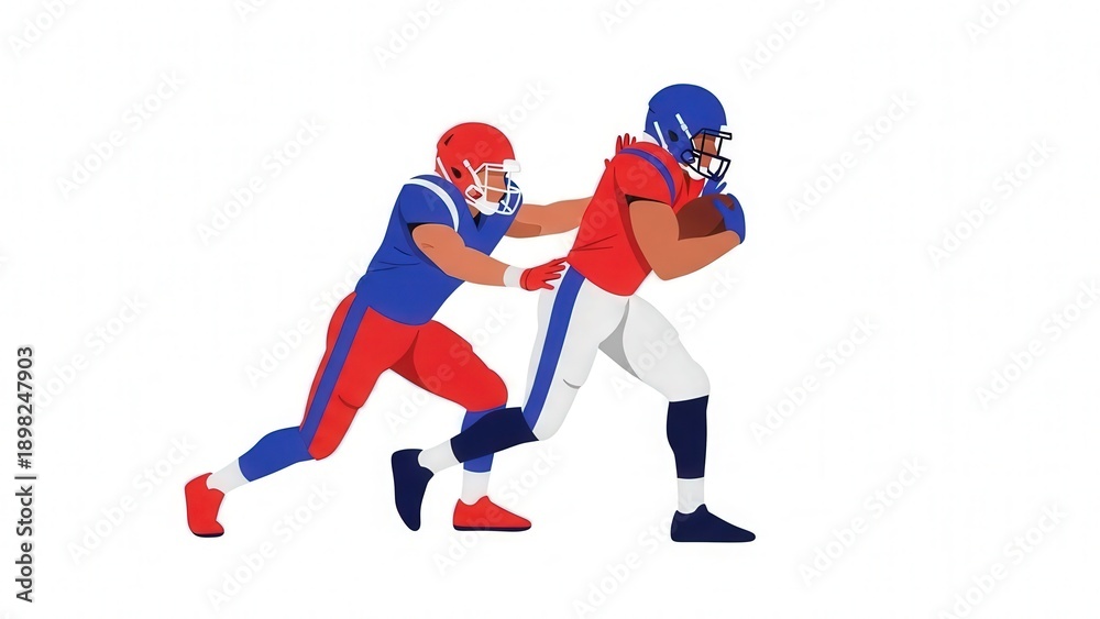 Fototapeta premium Dynamic American Football Game Action Showing Players in Playful Competition