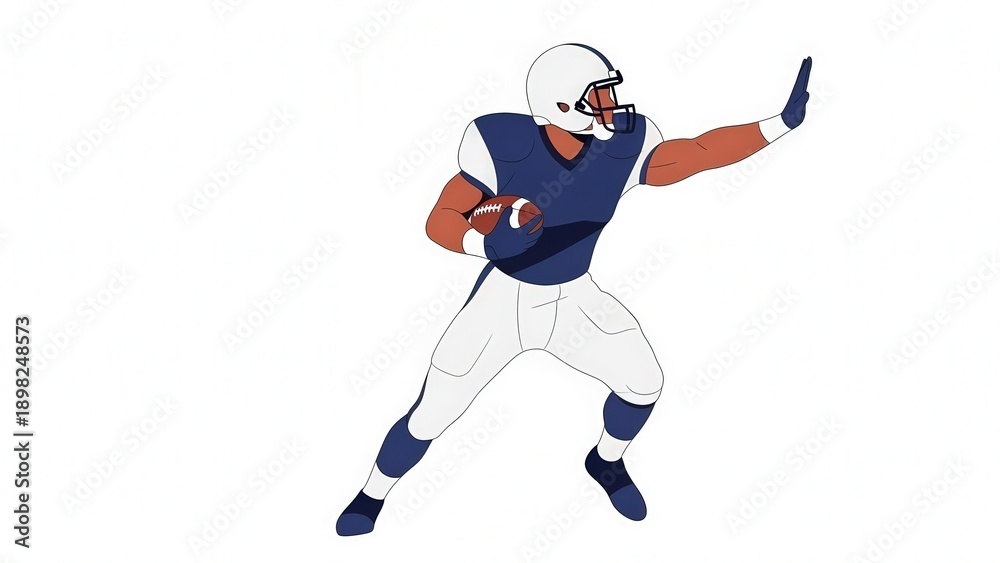 Obraz premium Dynamic American football player in action wearing helmet and uniform