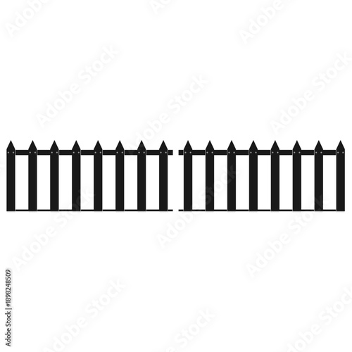 A set of wooden picket fences isolated on a white background for home protection