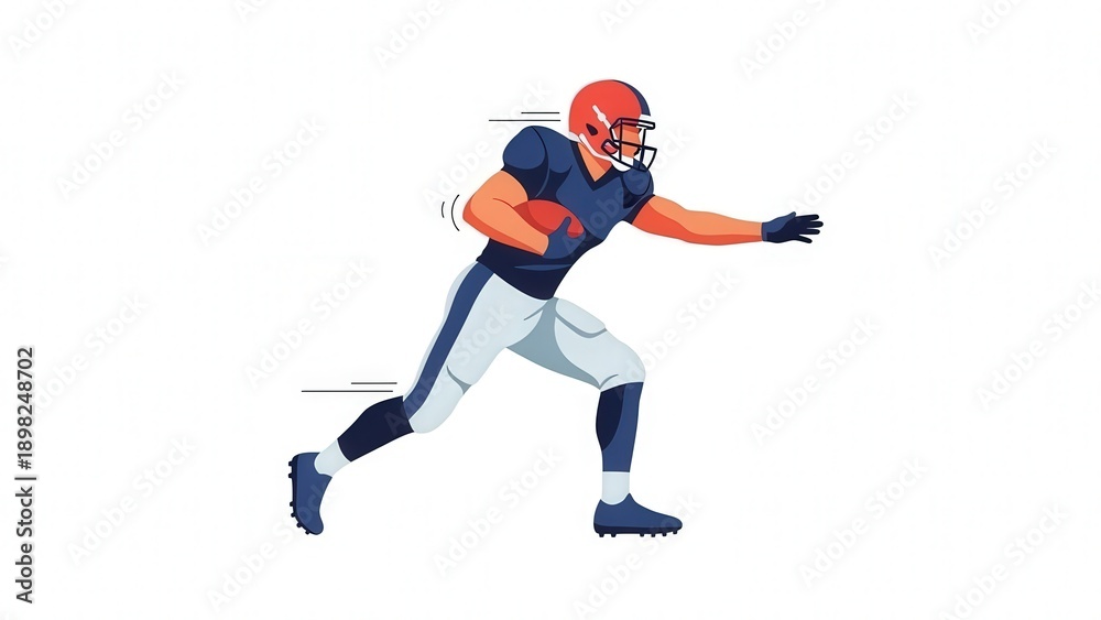 Fototapeta premium Dynamic American Football Player Running on Field During Game Action