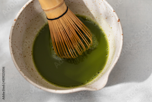 Making matcha tea, a healthy, eco-friendly drink, detox