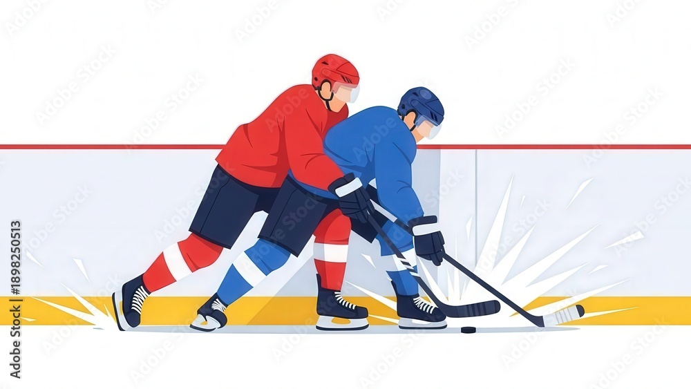 Obraz premium Dynamic Ice Hockey Action Scene Showing Two Players Competing for the Puck