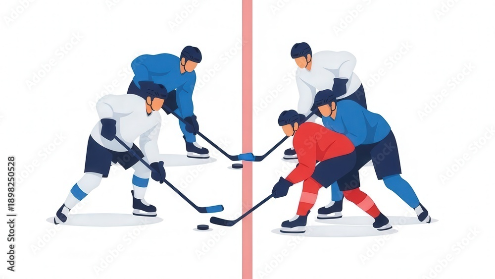 Fototapeta premium Dynamic Ice Hockey Game Scene Showing Players Competing on the Ice