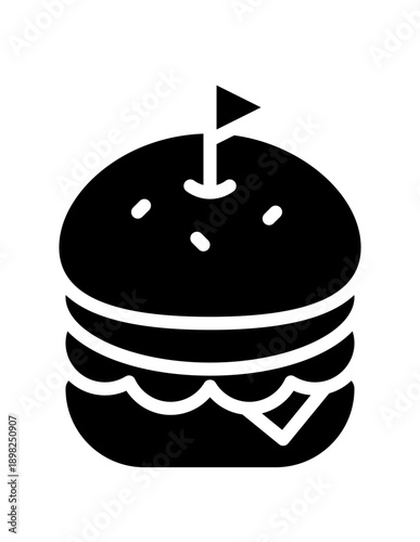 black burger fast food glyph icon vector illustration