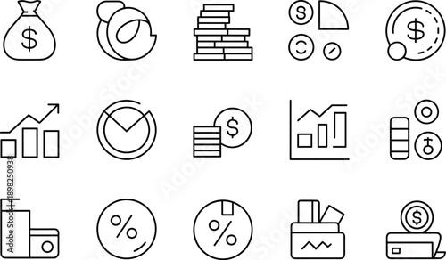 Set of icons representing financial concepts for modern design