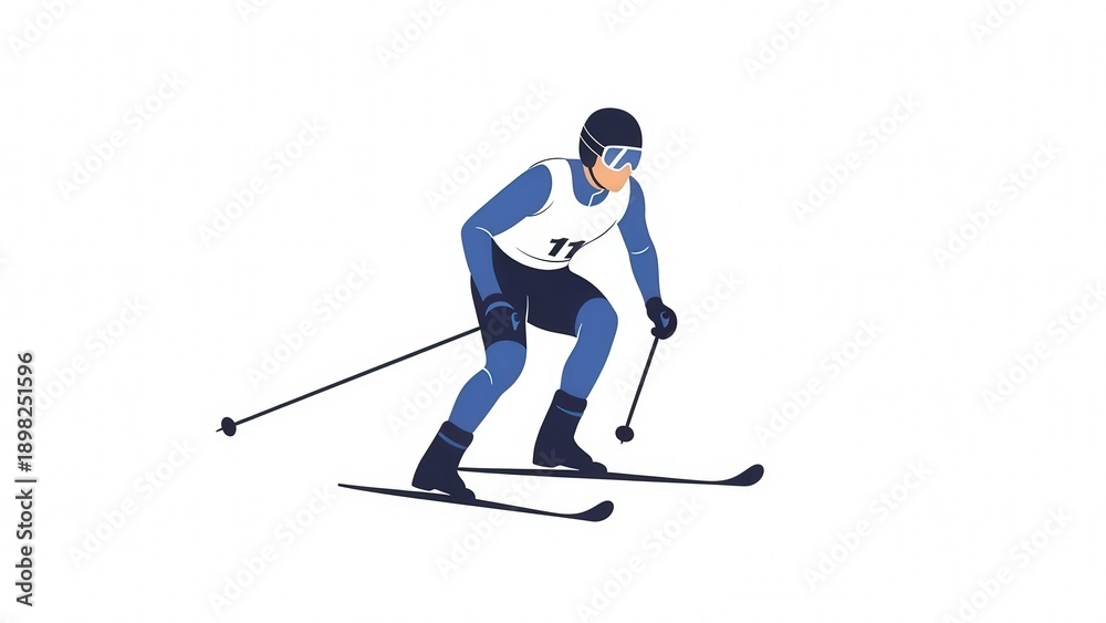 Fototapeta premium Dynamic Male Skiing Athlete in Action on Snow Mountain for Winter Sports Photography