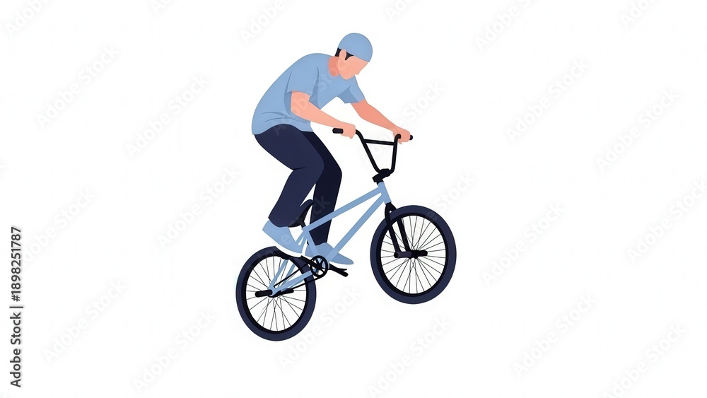 Fototapeta premium Dynamic Young Man Performing Bicycle Trick in Action for Active Lifestyle Image