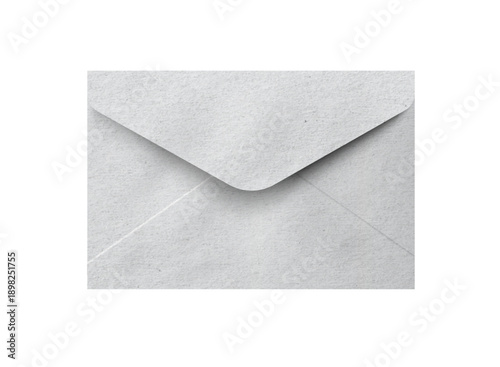 Grey textured paper closed realistic envelope isolated, mockup