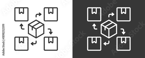 Distribution Icon Set Vector Collection Isolated In Black And White
