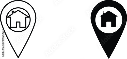 home location icon vector graphic illustration  with white background flat hand made icon fill icon .