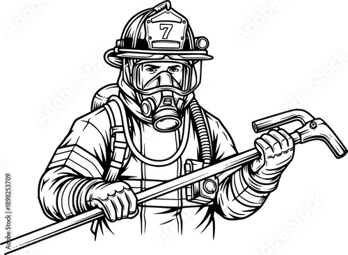Firefighter Rescue Vector Illustration