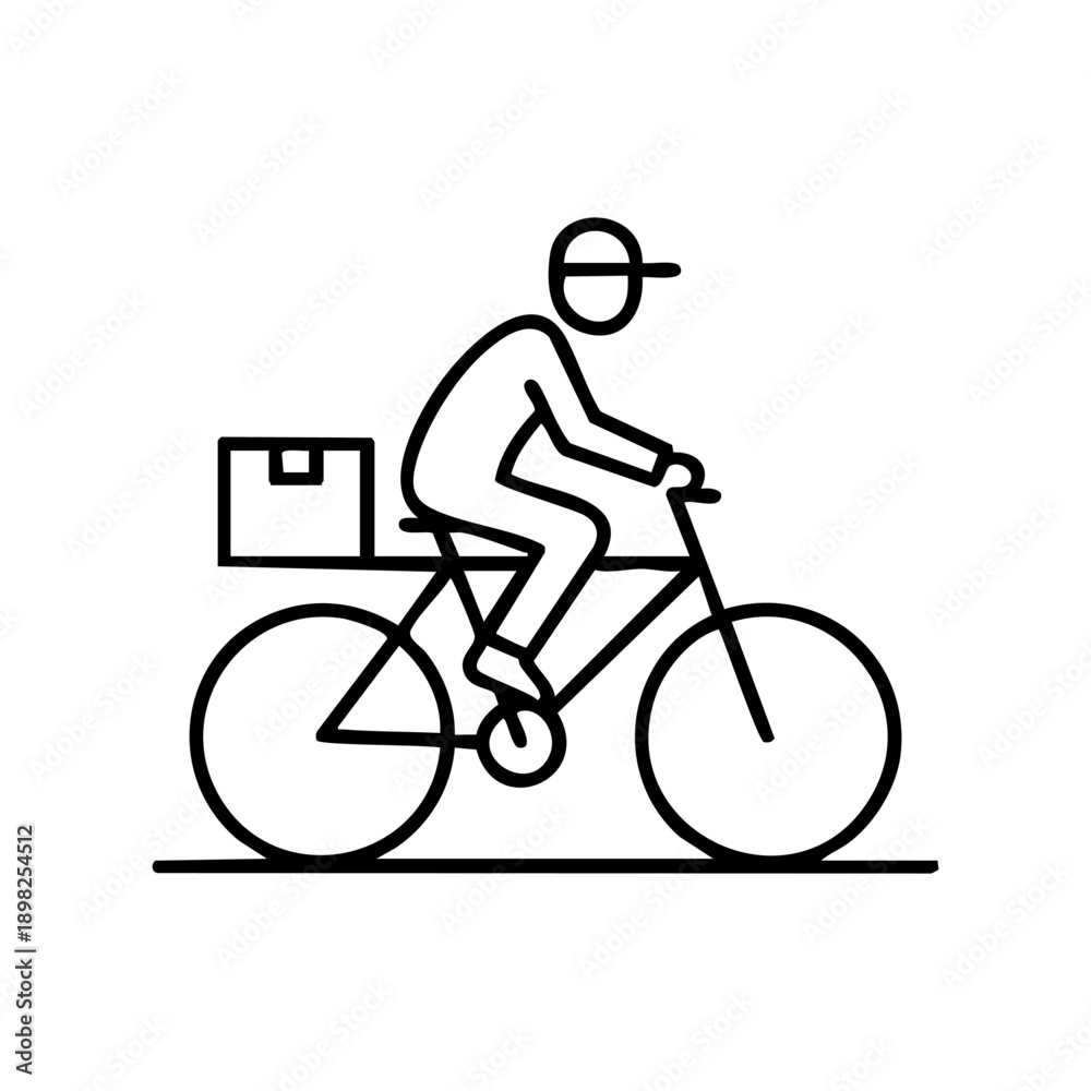 Fototapeta premium courier riding a bicycle with a package box