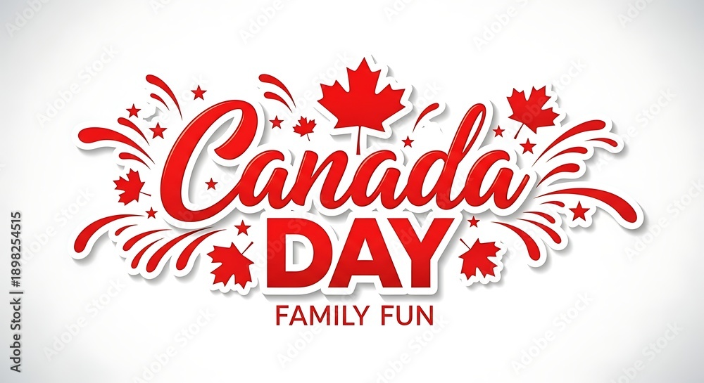 Naklejka premium Vibrant canada day graphic with maple leaves and fireworks