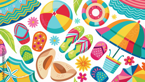 Vibrant geometric shapes in playful pastel and bright colors forming a lively pattern Vector