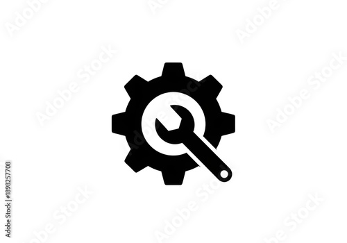 Modern gear and wrench icon for maintenance and repair services