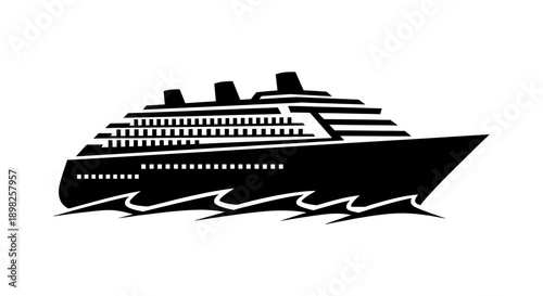 Black Silhouette of Luxury Cruise Ship.