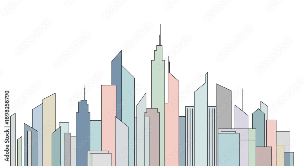 Obraz premium Colorful City Skyline with Modern Buildings.