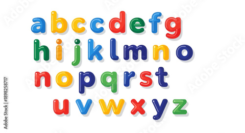 Colorful Alphabet Letters Arranged in Grid.