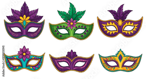 Colorful Masks for Mardi Gras Celebration.