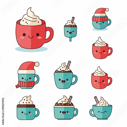 Cartoon Mugs with Whipped Cream