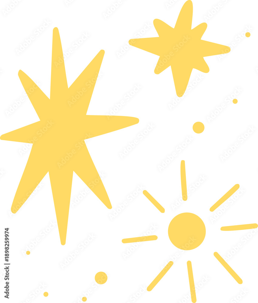 Obraz premium 별 반짝이 효과 드로잉 스티커(star light drawing sticker)