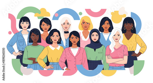 Diverse Group of Women Standing Together.
