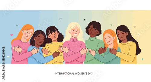 Diverse Women Embracing Together in Solidarity.