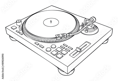 Professional DJ turntable equipment for mixing and scratching vinyl records, an essential audio device for music enthusiasts, perfect for graphic resources and event promotions
