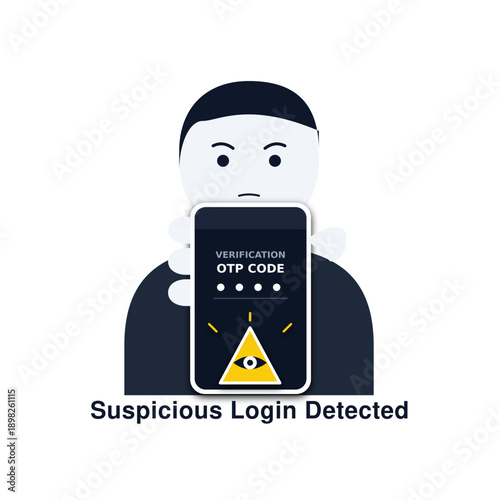 Suspicious Login and OTP Verification Security Illustration