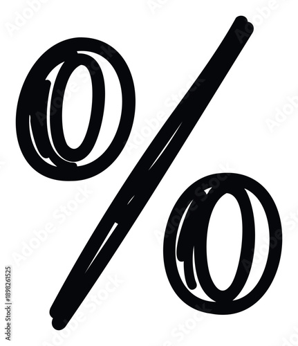 This black hand drawn doodle percentage symbol is perfect for illustrating sales, discounts, financial concepts, or statistical data in presentations, infographics, and marketing materials.